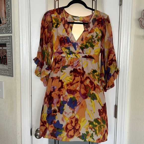 Anthropologie maeve silk Deloria watercolor floral dress size 0 - Picture 4 of 8
